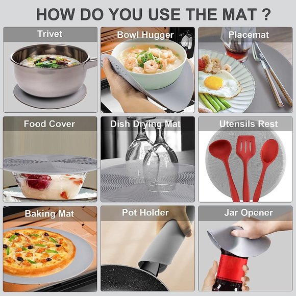 2 in 1 Grey Microwave Mat & Food Cover for Kitchen Counter - Picture 3 of 7